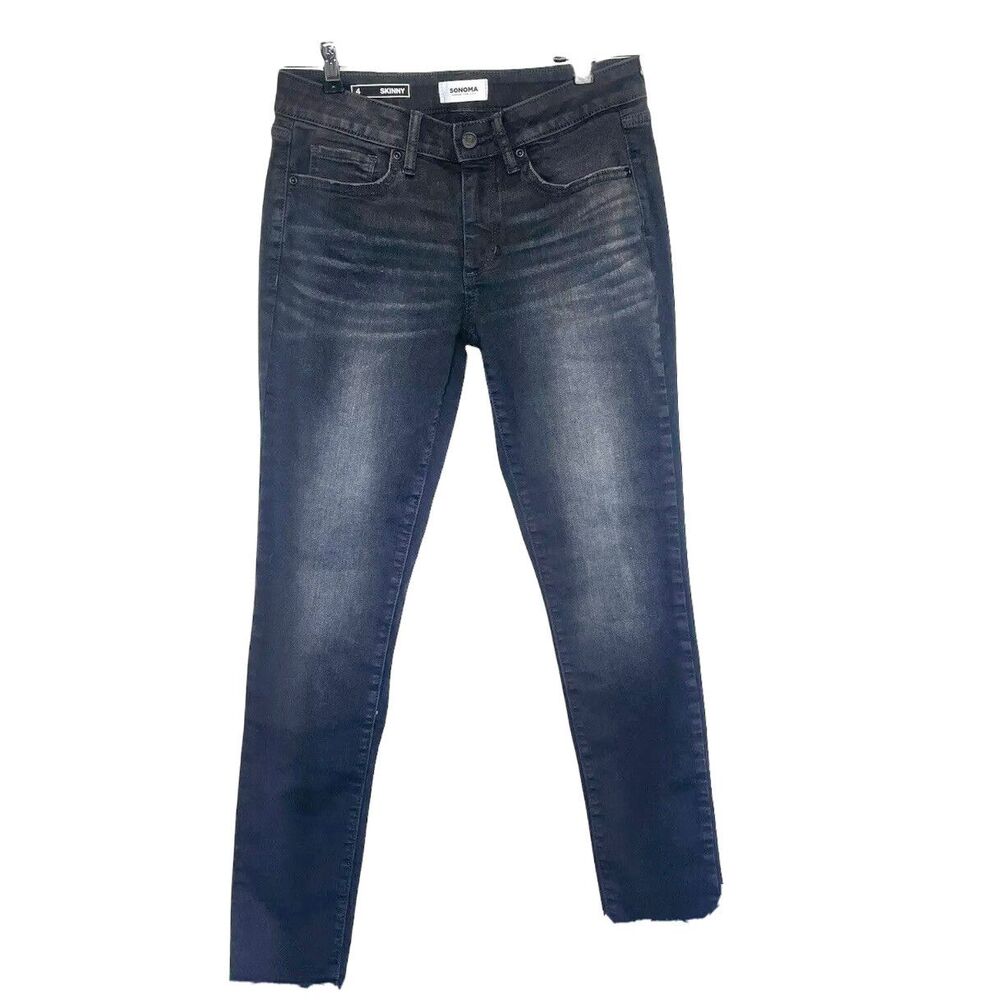 Sonoma Skinny Women's Jeans Size 4 Denim Black Straight Leg Stretch Pockets